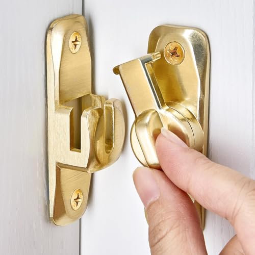Litensh Chiavistello per porta pieghevole, 90/180 gradi, serratura per porta di fienile, serratura ad angolo retto, hardware, grasso, serratura scorrevole in acciaio inox per armadi, bagno, oro