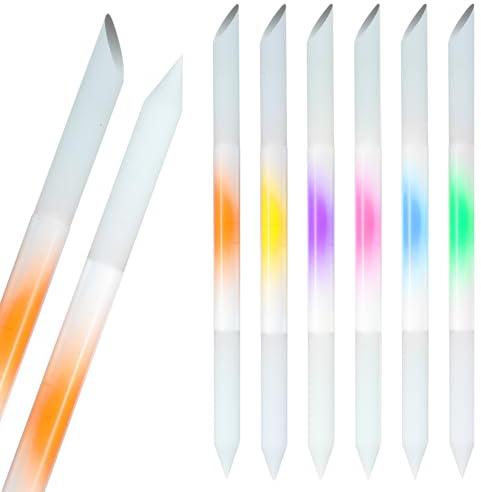 6 Stück Nagelschieber Glas Nagel Säubern Nagelhautschieber Cuticle Pusher Nagelfeile Nagelfeilen Doppelseitige Fingernagelfeile Professionelle Doppelseitig Kristalloberfläche Glasnagelfeil für Diy