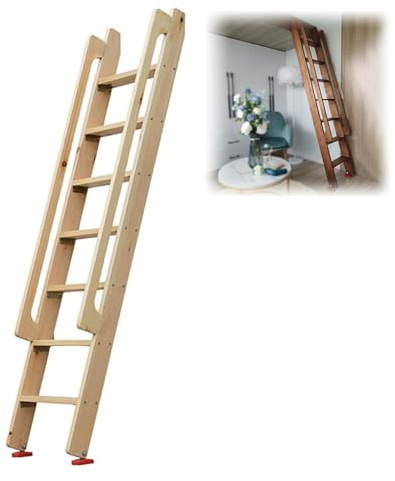 Scala retrattile in legno, scala salvaspazio da parete, per soffitta, finestra, camera da letto, biblioteca, design universale, 125 cm