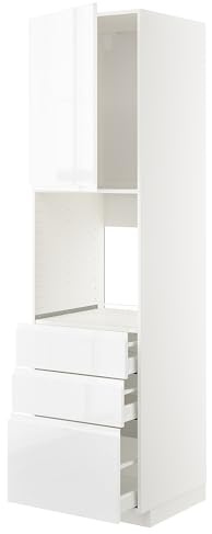 ProTuning METOD/MAXIMERA High cab f oven w door/3 drawers, white/Voxtorp high-gloss/white, 60x60x220 cm