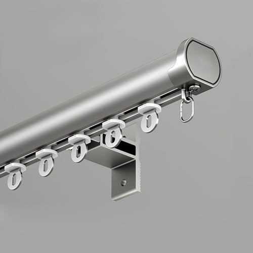 Aluminium järnvägsspårsystem – väggmonterat järnskenskit med rullar för kontor och vardagsrum 320 cm (10,5 fot) – grå design