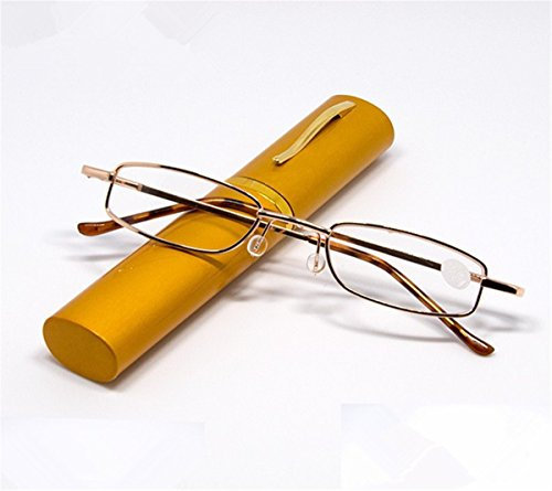 LianShi Garde-Corps en métal Lunettes de Lecture en éveil Lunettes de Vision Transparente Lunettes de Vue avec étui en Verre