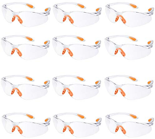 12er Pack Schutzbrille Augenschutz Schutzbrillen Arbeit mit Klaren Gläsern Gumminase Schutzbrille Baustelle Arbeitsschutzbrillen Kratzfest für Damen/Herren/Kinder