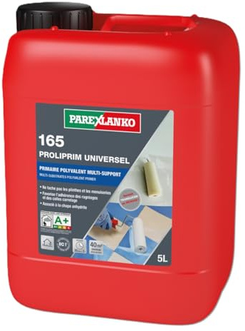 PAREXLANKO - Primaire tous supports - 165 PROLIPRIM UNIVERSEL - Prêt à l'emploi - Régule la porisité - Intérieur/Extérieur - Favorise l'adhérence - Blanc - Bidon 5L
