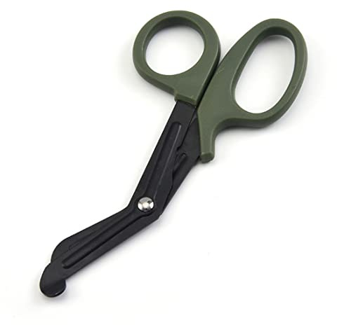 Forbici mediche Forbici per bendaggi in acciaio inossidabile EMT Forbici da trauma per kit di pronto soccorso da viaggio all'aperto (Verde Scuro)