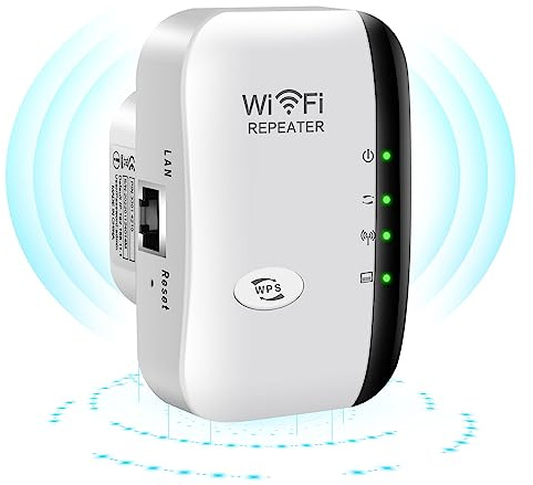 WiFi Extender Booster,Wireless Signal Booster Up to 3000sq.ft and 30 Devices,WiFi Range Extender with Integrated Antennas Ethernet Port,Support AP/Repeater Mode and WPS Function,Garden WiFi Extender