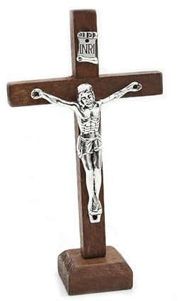 KING TREMELLA Gesù cattolico in legno per crocifisso con supporto preghiera religiosa da tavolo De