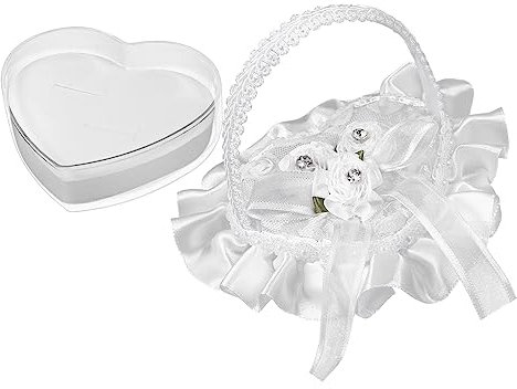 jojofuny Ringkissen Aus Spitze Ringbarrierekissen Für Hochzeit Ringträgerkissen Vintage- Retro- Ringträgerkissen Aus Spitze Romantischer Ring Herzförmige