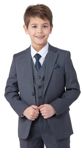 SANDER STELLAN Festlicher Kinderanzug Jungen Anzug Kommunionanzug 6-teilig grau 152