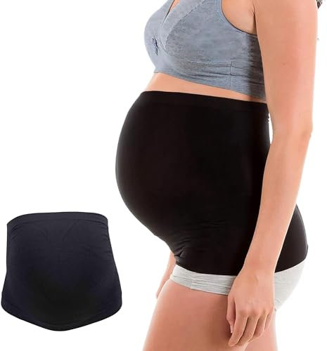 ZEACCT Bauchband Damen Schwarz, Schwangerschaftsgirtel Bauch, Bauchband Schwangerschaft, Stuitzgirtel Bauch Schwangerschaft Stützt Taille Rücken und Bauch, für Schwangere Elastische Umstandsmode.(L)
