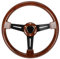aleawol 350mm 14 Zoll Sport Holzlenkrad Retro, 3 Speichen Holzlenkrad Oldtimer mit Hupenknopf Kit für Racing Cart Zubehör Automodifikationen Auto Sim Fahren