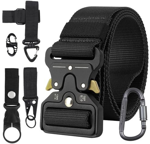 Geepen Tactical Belt, Nylon Military Work Riggers Belts with Heavy Duty Quick-Release Buckle for Concealed Carry Hunting Camping Casual