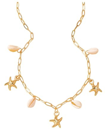 QKEPCY Collana Conchiglie per Donna Ragazze Collana con Pendente Stella Marina Boho Hawaii Beach Conchiglia Gioielli Accessori da Estivi Spiaggia