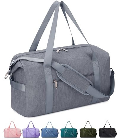 für Reisetasche Handgepäck Easyjet Handgepäck 45x36x20 Kleine Sporttasche Reisetasche Handgepäck Tasche für Flugzeug mit Nass-Tasche Weekender Damen und Herren 30L (Grau)