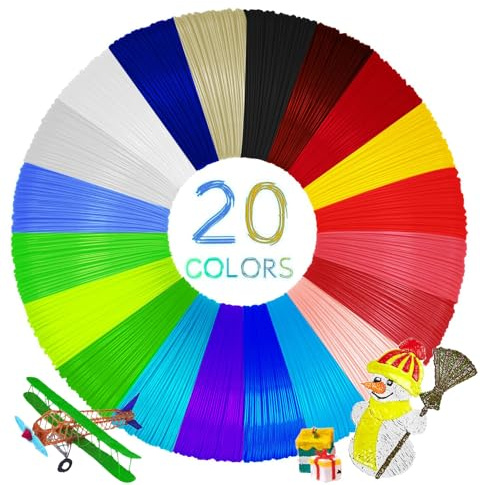 Crossarctic 3D Pen Filament PLA - Random 20 Colors, 1.75mm Diameter, 100 Meters, ±0.02mm Tolerance - 3D Printing Filament Refills for Jandi, LIHUACHEN, MYNT3D, SCRIB3D, Yummici, WGP Pens