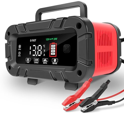 YIFASITE Chargeur de batterie de voiture de 20 A, 12 V/24 V Lifepo4 au plomb amélioré, chargeur intelligent de batterie pour AGM, Lithium, batteries de moto, bateau, caravane