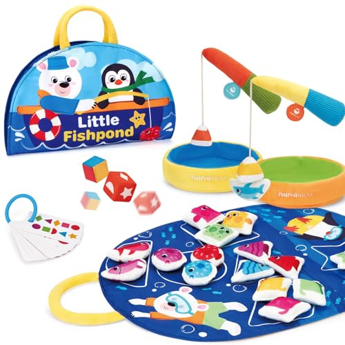 hahaland Juguetes Montessori para Niños 1 Año - Juego Pesca 2 Jugadores con 2 Cañas y 18 Peces, Cestas, Bolsa - Juguetes Educativos para Bebés 1 Año, Regalo Bebés 1 2 3 Años