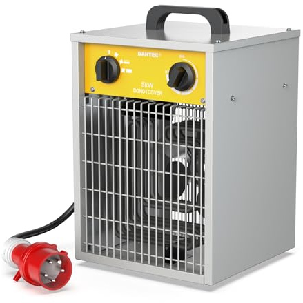 DAHTEC Calefactor Eléctrico 5000W - Calentador Portátiles Industriales - Termostato y Protección contra Sobrecalentamiento - Apto para Construcción, Garaje e Invernadero