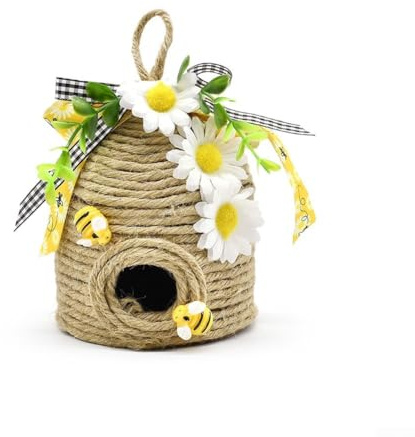Decoración cautivadora de colmena de abeja con diseño de girasol, perfecta para los amantes de la naturaleza y acento del hogar (A y A)