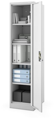 Jan Nowak Armoire métallique Bureau verrouillable pour Documents et Archives Professionnelles Armoire à dossiers Acier pour Entreprise Administration école Atelier Rangement A4 185 x 60 x 45 cm