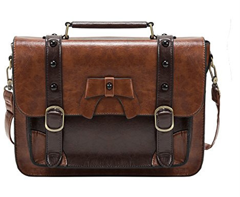 ECOSUSI Umhängetasche Damen Vintage Schultertasche Handtasche 32,5 x 25,4 x 8,9 cm Braun