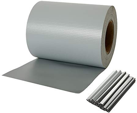 Naimorui PVC Sichtschutzfolie Sichtschutzstreifen Garten Sichtschutz Zaun Inkl. 20 x Befestigungsclips 450g/m² - Doppelstabmatten für Gartenzaun - (19cm*35m Grau)