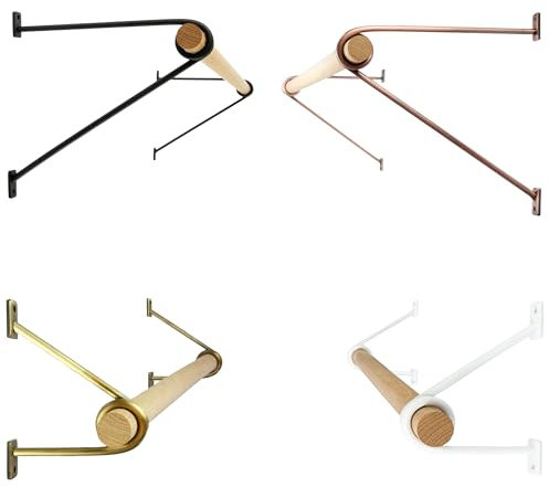 Natural Goods Berlin Wandgarderobe GARD Prenzlberg | Kleiderstangenhalterung Wandmontage | 8mm Materialstärke | Garderobenstange | DIY (Schwarz, T26 x ohne Kleiderstange)