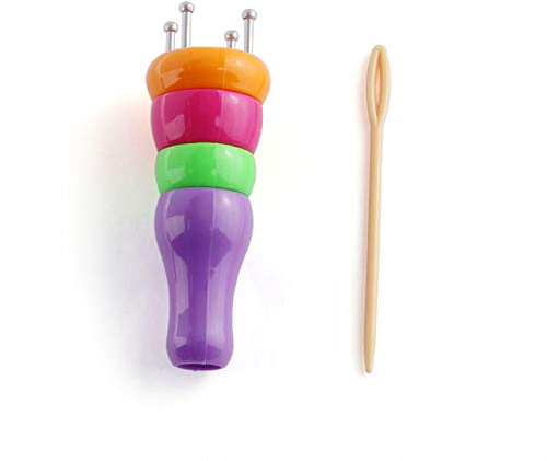 E-outstanding French Knitter Plastic Handy Yarn Wool Knit Knitter 4 Peg Prong Knitting Doll Craft Loom Rope Maker for DIY Craft