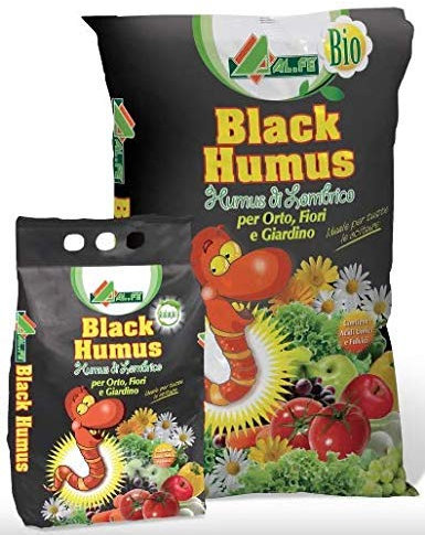 ALFE Black Humus 15 kg Concime Nutritivo di Lombrico per Orto Giardino Fiori Organico Biologico
