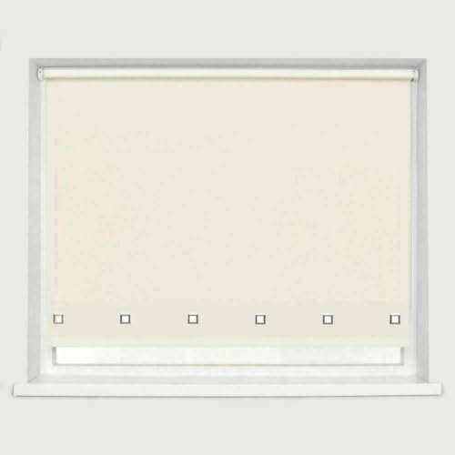 Optimal Products Roller Blinds Easy Fit Trimable Home Office Window Square Eyelet Fabric Blind 160cm Drop (Natural, 90 x 160 cm)