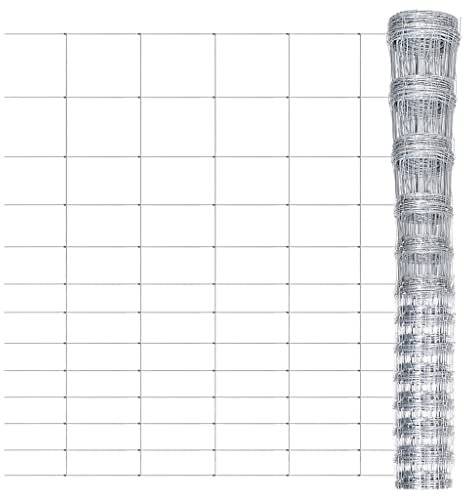 vidaXL Gartenzaun, verzinkter Stahl, Hardware-Zaun, Absperrzaun, Zaun, Zaunrolle, Absperrung, Wildgeflecht, Zaun, 50 x 1 m, Silber