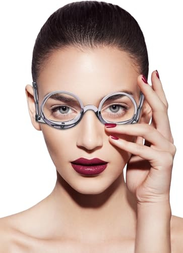 OREUDO 2 in 1 Makeup Glasses Visually Impaired Glasses Rotatable Eyewear Makeup Glasses (Grey, 3.0, x)