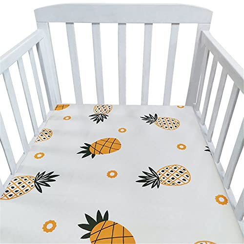 Hiseng Animale Stella Lenzuolo con angoli Cotone Lenzuola Carrozzina Neonato Elasticizzati Biancheria da Letto Materassino Sacco a Pelo Lettino Lenzuolino da Carrozzina (Ananas,125x65cm)