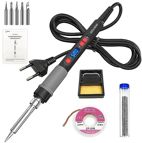 Lötkolben Set, ILIBILIB 90W LCD Digital Lötkolben Kit, 10-in-1Lötkolben Temperatur einstellbar 356–932 °F mit EIN/AUS-Schalter für für Metall, Schmuck, Elektrik, Heimwerken, tragbar