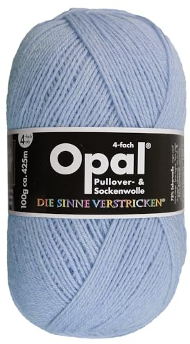 Frida's Wollhaus Opal 100 g Uni hilo para calcetines de 4 capas para tejer medias, lana sin fieltro, 35 colores (9932 | azul cielo)
