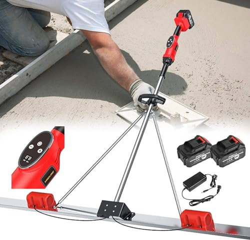 GEHPYYDS Concrete Screed Finishing Vibrator Tool, Electric Concrete Scraper,2 * 25000mA Battery,6000Rpm Adjustable speed with 150CM/180CM Scraper and Vibra Motor,1.8m