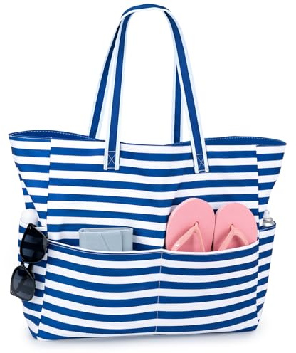 benpen Large Beach Bag for Women:Summer Beach Tote Bag with Zip | Holiday Essentials Shopping Bag Travel Bag with Pockets,Lightweight Overnight Shoulder Bag Handbags for Pool
