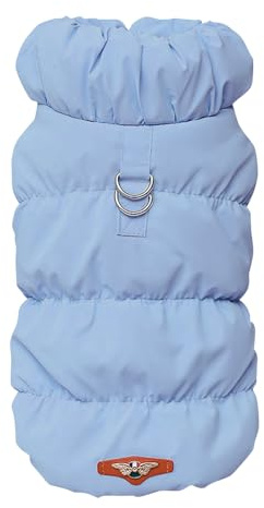 Warmer Hunde-Wintermantel, Fleece, Winterweste, wasserdicht, winddicht, Hundejacke mit D-Ring, gemütliche Fleece-gefütterte Kleidung für kleine, mittelgroße und große Hunde (Hellblau, M)