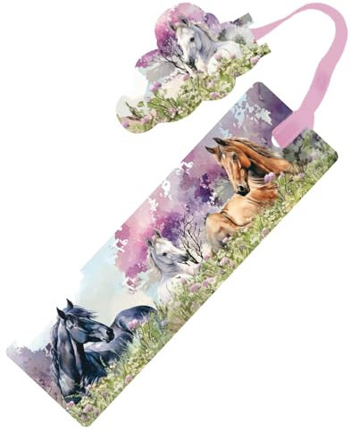 Lesezeichen * PFERDE * mit Kordel und Anhänger | 16068 | Ponys Horses Reiten Geschenk Bücher Buch Kinder Lesen Mitgebsel