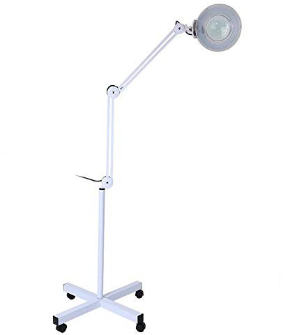 Cocoarm Lupa Estetica Profesional Lampara Lupa Estetica Lampara Lupa Led Lámpara De Pie Led Blanca Con Aumento De 5x, Diseño Plegable Y Desmontable, Ideal Para Maquillaje, Tatuajes, Etc
