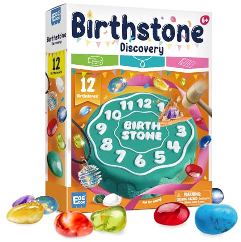 Eggbox Edelsteine Ausgrabungsset für Kinder - Graben Sie zwölf Steine aus und Machen Sie Ihre eigene Halskette - Geschenk Mädchen Junge ab 6 7 8 9 10 11 12 Jahre