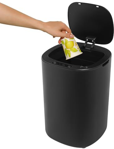 CHFUNE Sensor Mülleimer, 10 L Touchless Mülleimer mit Deckel für Küche Bad, Automatischer Abfalleimer aus ABS-Kunststoff, Schwarz