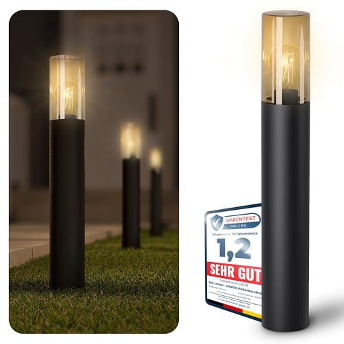 SSC-LUXon VARDA Wegeleuchte Außen schwarz Höhe 50cm inkl. LED E27 Glühbirne Filament warmweiß - Outdoor Garten Standleuchte IP44