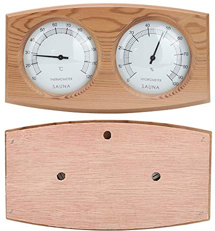 Wakects 8 Marks Double Dial Sauna Thermometer, Hygrometer för Bastu Rum med cederträ, Brett Mätområde, Elegant Handfartyg för Bastu Dekoration