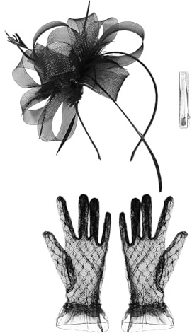1 hårband, 1 par handskar, blompannband, tillbehör för balkläder, bankett meshhandskar, kreativa handdekorationer.