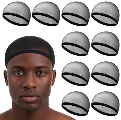 10 redecillas para el pelo para dormir, de nailon, ultrafinas, para pelucas, red de peluca, juego transparente, gorro interior transpirable, accesorios elásticos (negro)