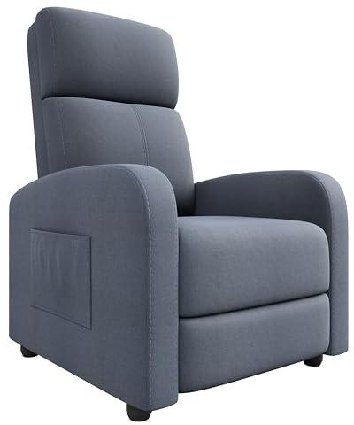 Zstar Sillón de relax con función reclinable – Sillón de televisión ajustable con reposapiés integrado en moderno aspecto de lino para salón y dormitorio