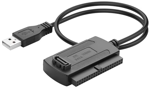 YACSEJAO Adaptador de cable convertidor USB 2.0 a SATA IDE de 1.8 pies, USB A a IDE SATA para disco duro HDD/SSD de 2.5/3.5 pulgadas, lector de disco duro, negro