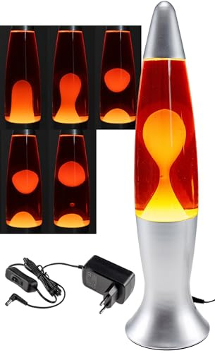 Lavalampa 40cm 230V 1,5m kabel med strömbrytare CTL-ROGE LED-dekorationslampa röd gul silver