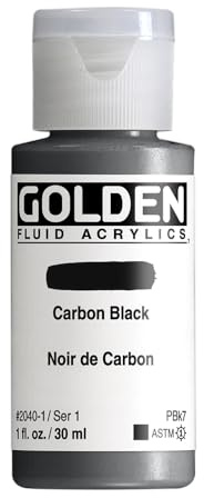 Golden Carbon Blk Fluid Acrylic, Multicolour, 30 ml (Pack of 1)